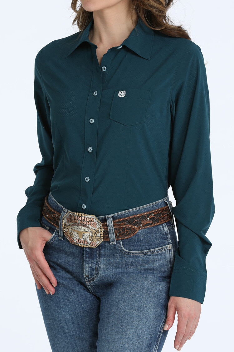 Cinch Arenaflex Button Down Teal