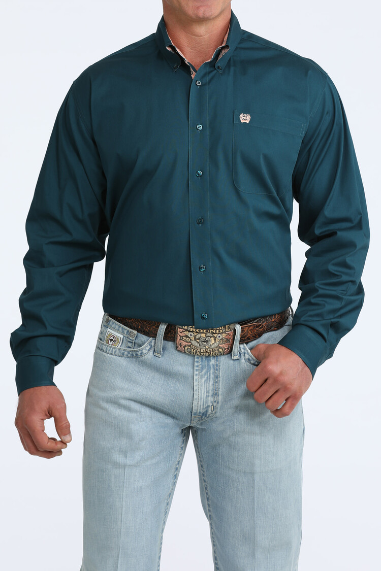 Cinch Solid Button Down Teal