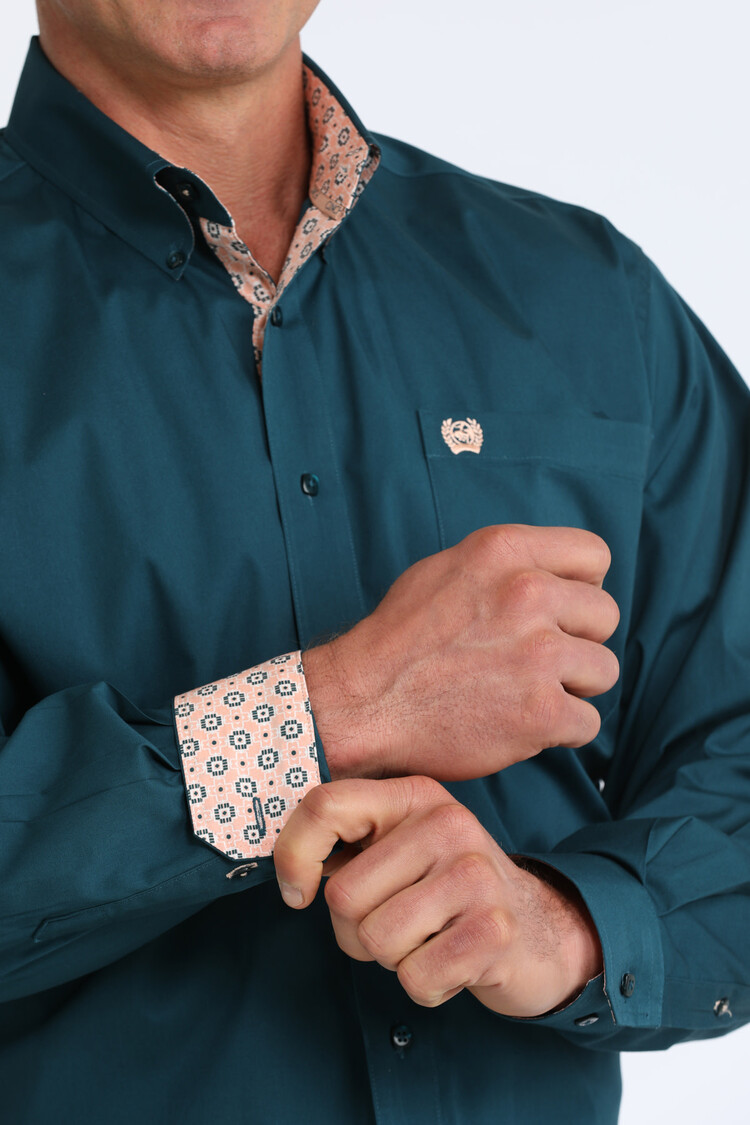Cinch Solid Button Down Teal