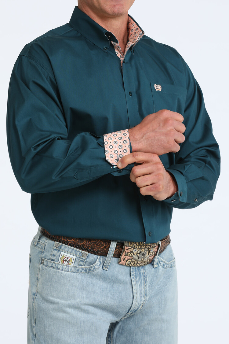 Cinch Solid Button Down Teal
