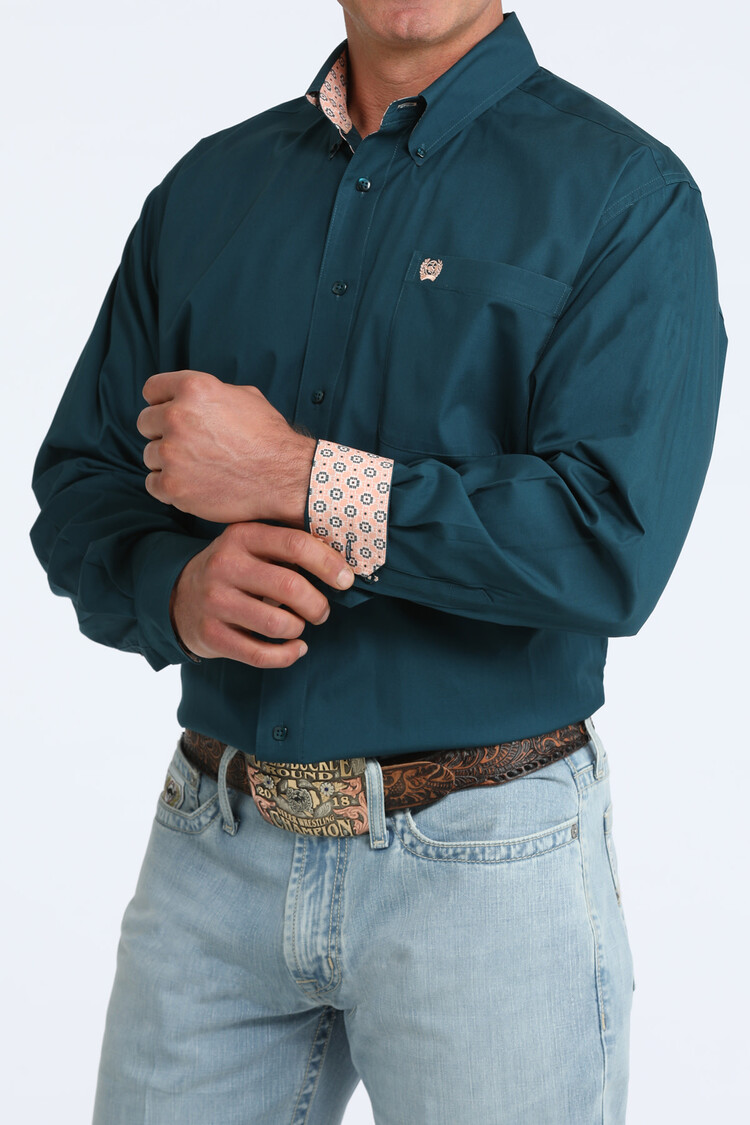Cinch Solid Button Down Teal