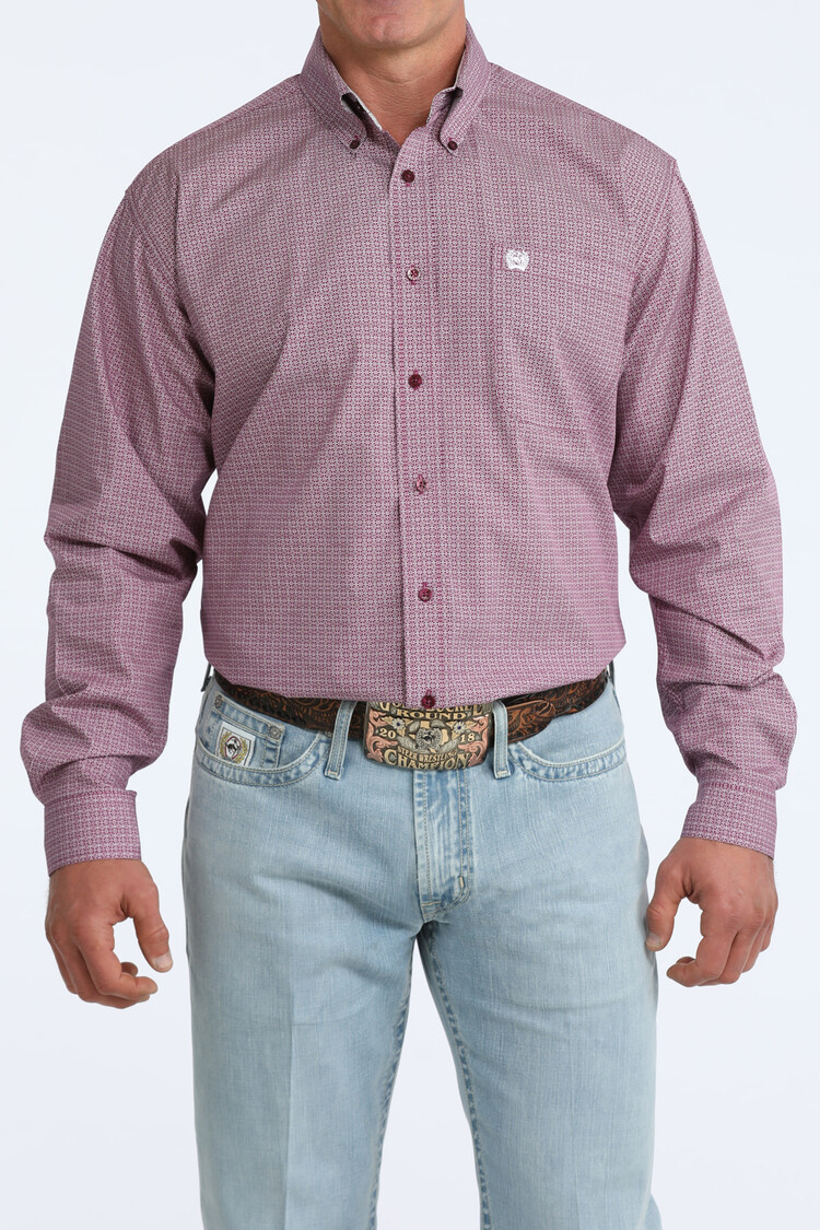 Cinch Small Print Button Down Purple