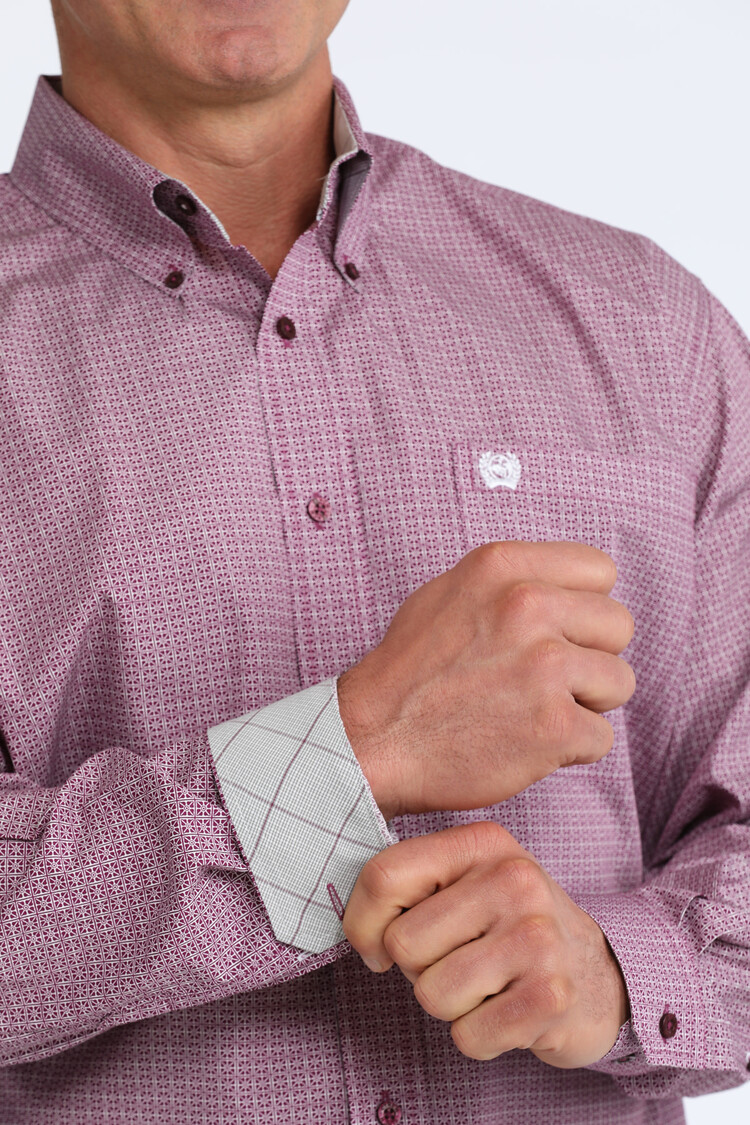 Cinch Small Print Button Down Purple