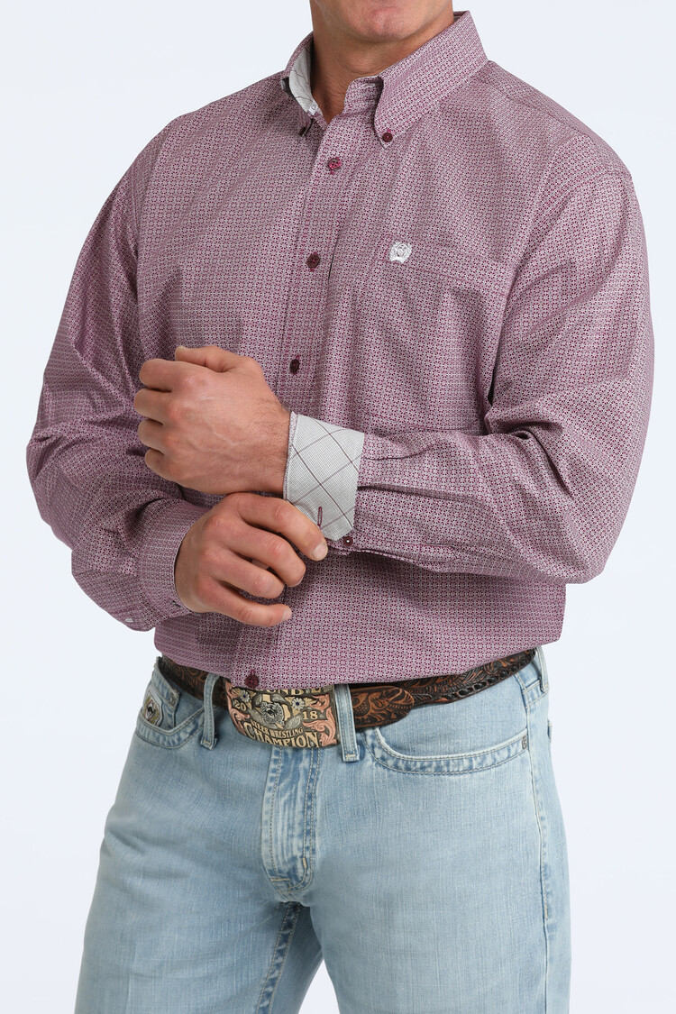 Cinch Small Print Button Down Purple