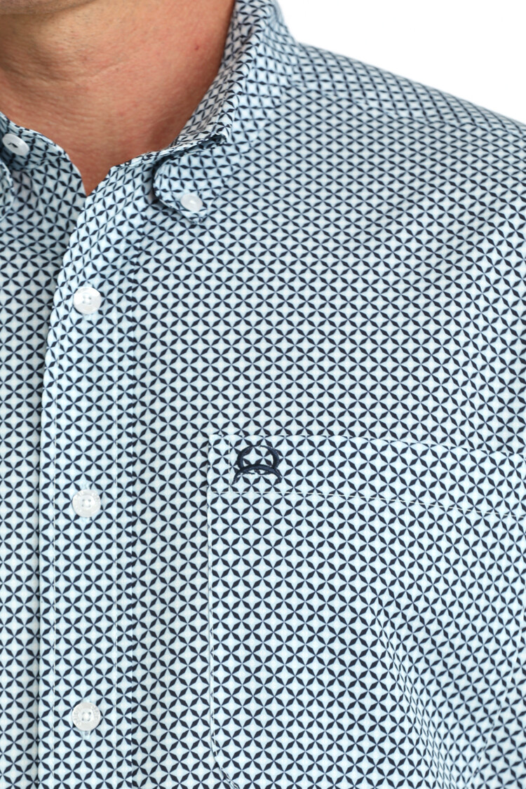 Cinch Arenaflex Button Down Light Blue Print