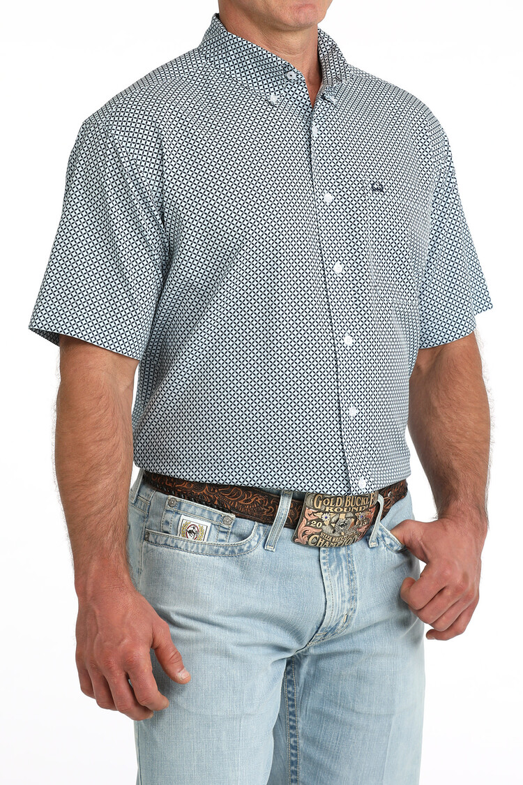 Cinch Arenaflex Button Down Light Blue Print