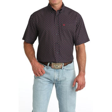 Cinch Arenaflex Button Down Navy Print