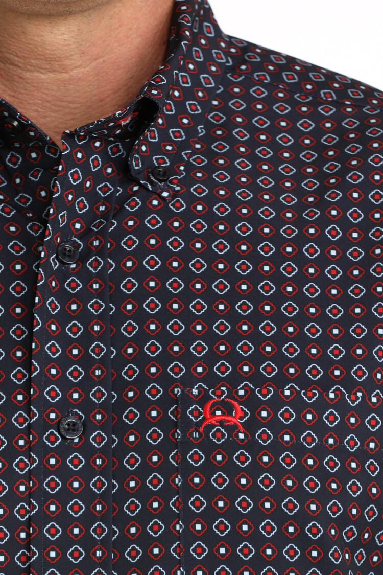Cinch Arenaflex Button Down Navy Print