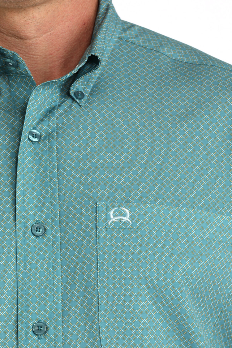 Cinch Arenaflex Button Down Diamonds Light Teal
