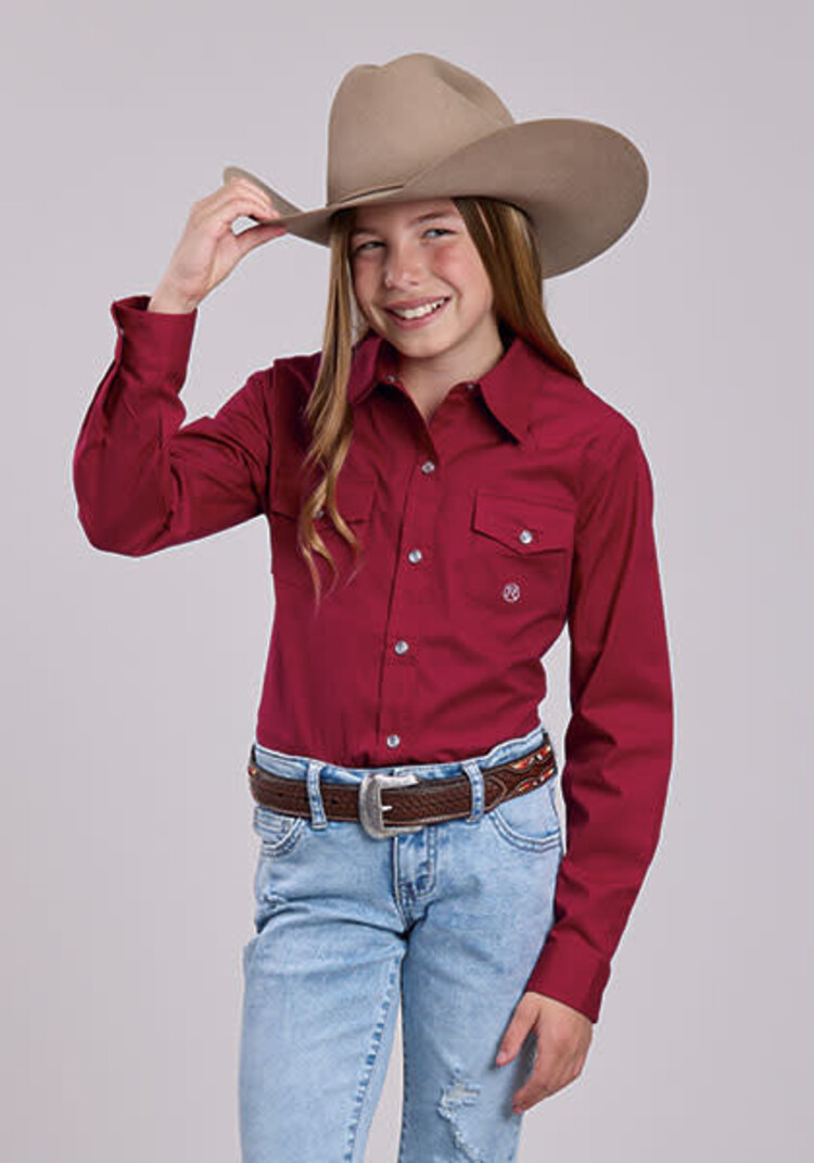 Roper Youth Stretch Two Pocket Snap Solid Red