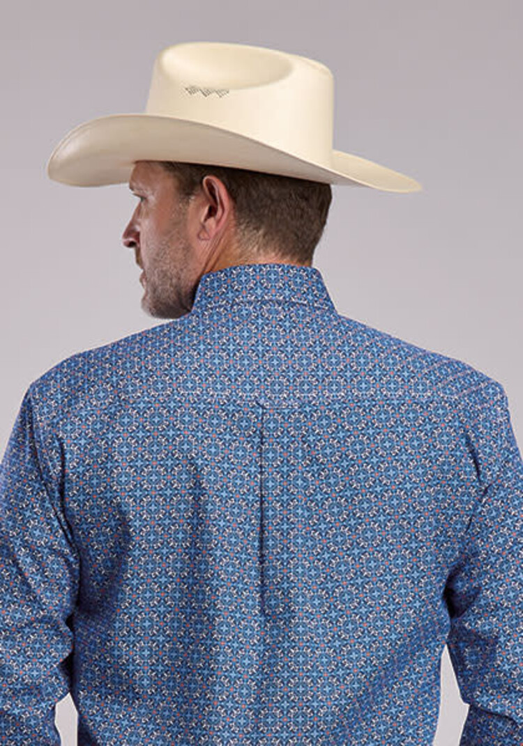 Roper Sky Tile Foulard Button Down Blue