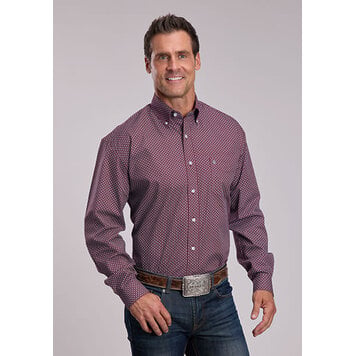 Stetson Diamond Geo Print Button Down Wine