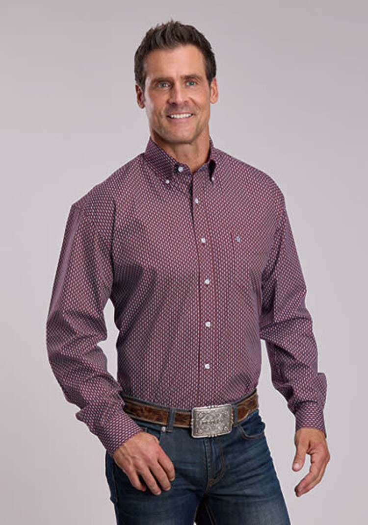 Stetson Diamond Geo Print Button Down Wine