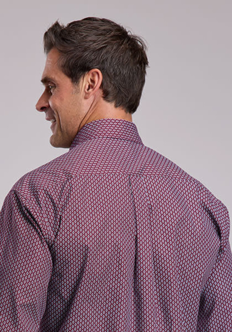 Stetson Diamond Geo Print Button Down Wine