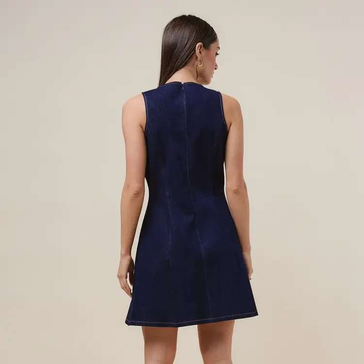 Tie Front Denim Flare Mini Dress
