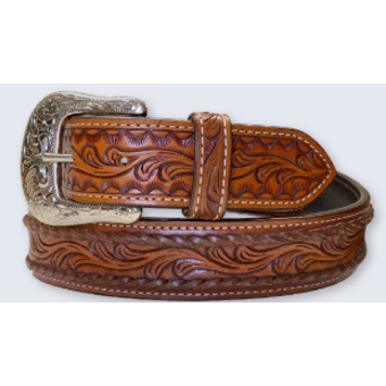 Twisted X Vine Tooled Double Laced Natural