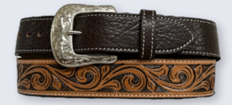 Twisted X Floral Tooling Chocolate Inset And Billet