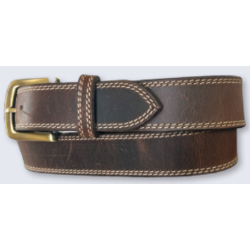 Circle SH White Double Stitch Solid Brown