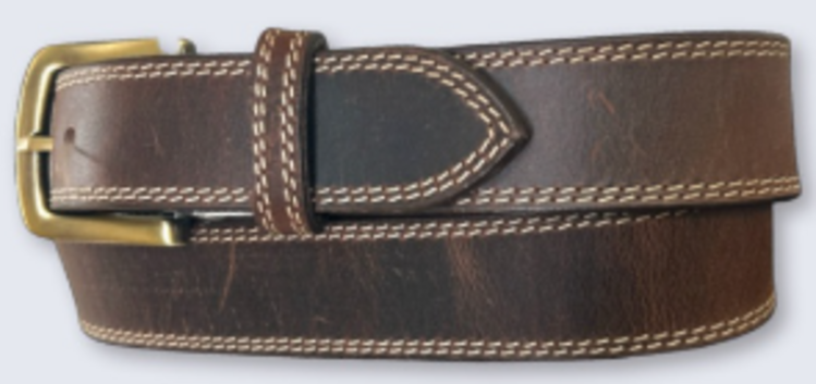 Circle SH White Double Stitch Solid Brown