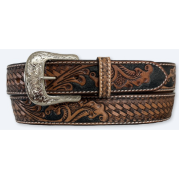 Ranger Belt Company Floral And Basket Tooled With Black