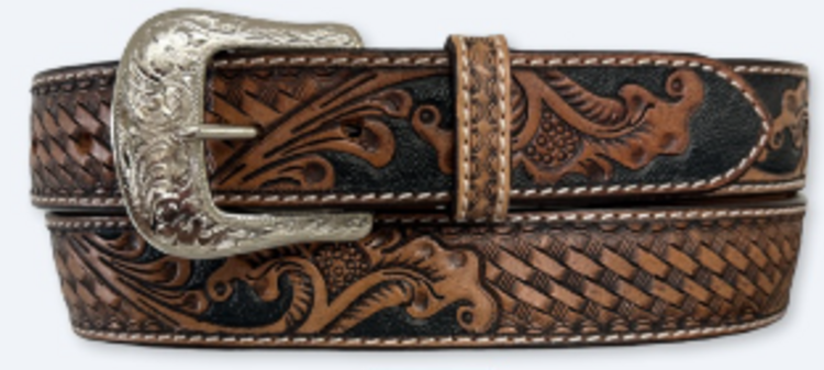 Ranger Belt Company Floral And Basket Tooled With Black