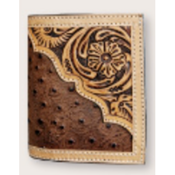 Ranger Belt Company Ostrich Embossed Floral Tooling Trifold