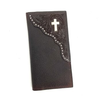 Ranger Belt Company Rodeo Wallet Inlay Hair Cross Brown Tumble