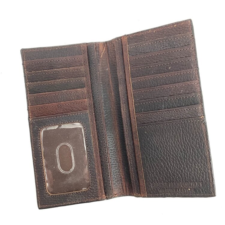 Ranger Belt Company Rodeo Wallet Inlay Hair Cross Brown Tumble