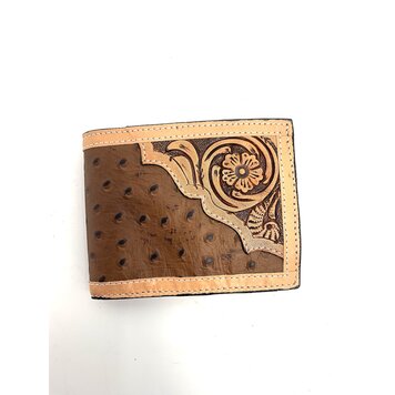 Ranger Belt Company Bifold Ostrich Floral Tooled Wallet