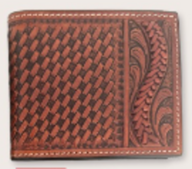 Ranger Belt Company Ostrich Embossed Floral Tooling Bifold