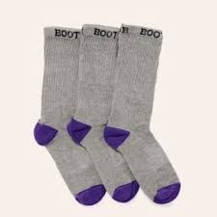 Boot Doctor Ladies Crew Socks Grey Purple 3 Pack