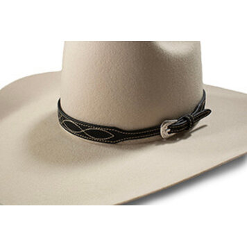 3D Belt Roughout Boot Stitch Black Hat Band