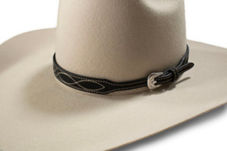 3D Belt Roughout Boot Stitch Black Hat Band