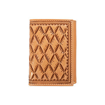 Nocona Basket Weave Trifold Wallet Natural
