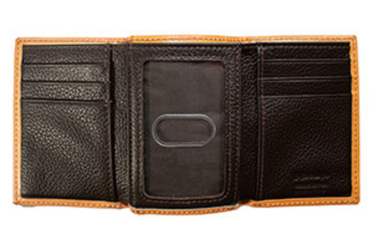 Nocona Basket Weave Trifold Wallet Natural