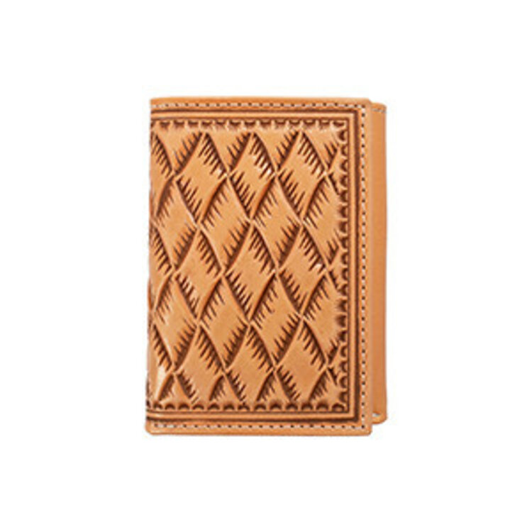 Nocona Basket Weave Trifold Wallet Natural