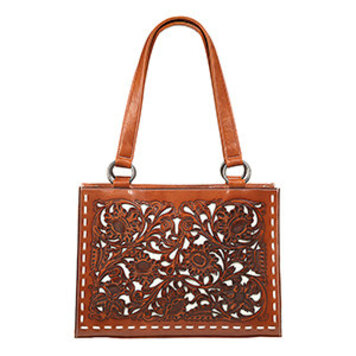 Nocona June Floral White Inlay Shoulder Bag Tan