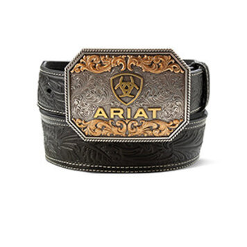 Ariat Floral Embossed Logo Buckle Black