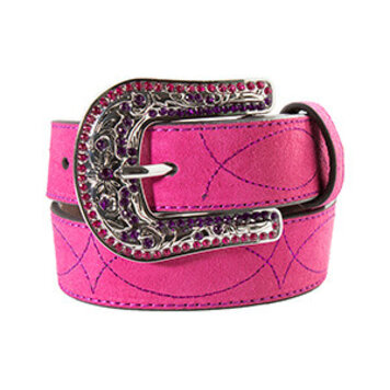 Angel Ranch Youth Roughout Boot Stitch Pink