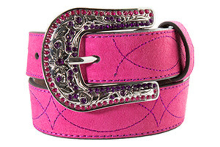 Angel Ranch Youth Roughout Boot Stitch Pink