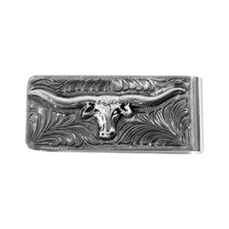 3D Belt Money Clip Longhorn Silver