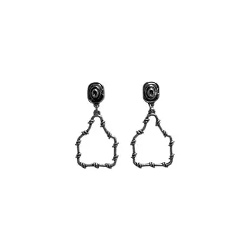 Silver Strike Barbed Wire Tag Earrings