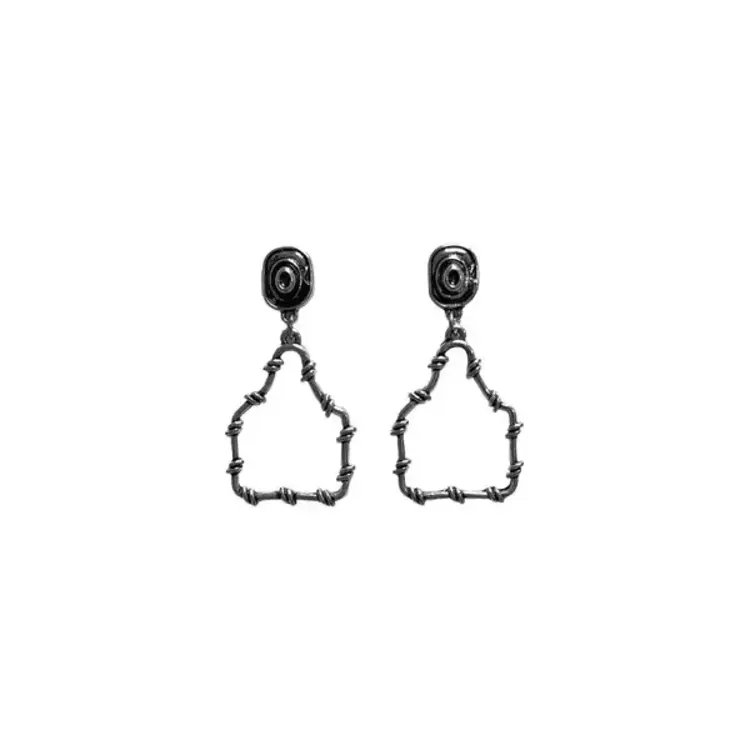 Silver Strike Barbed Wire Tag Earrings