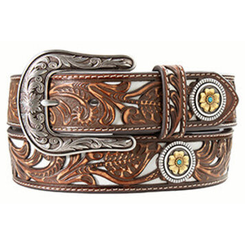 Nocona Floral Filigree White Underlay Conchos