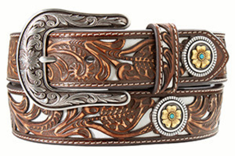 Nocona Floral Filigree White Underlay Conchos