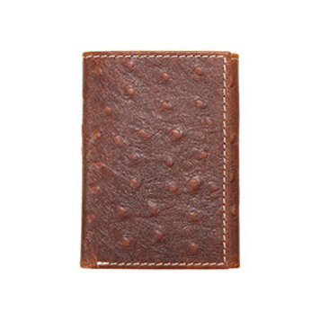 Nocona Ostrich Trifold Wallet Brown