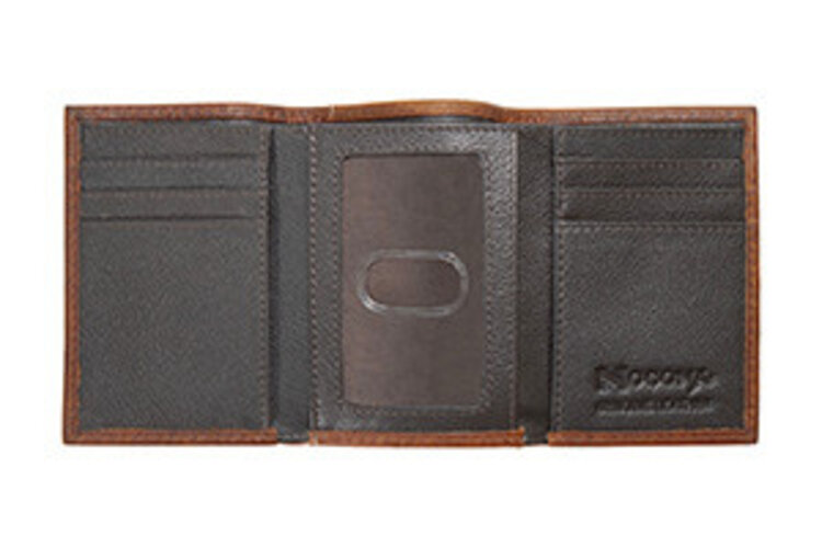 Nocona Ostrich Trifold Wallet Brown