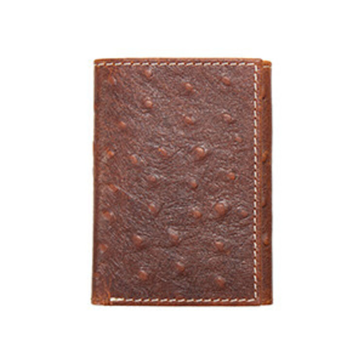Nocona Ostrich Trifold Wallet Brown