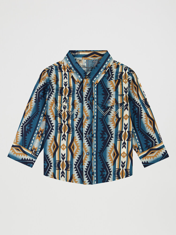 Wrangler Toddler Snap Tan Blue Checotah