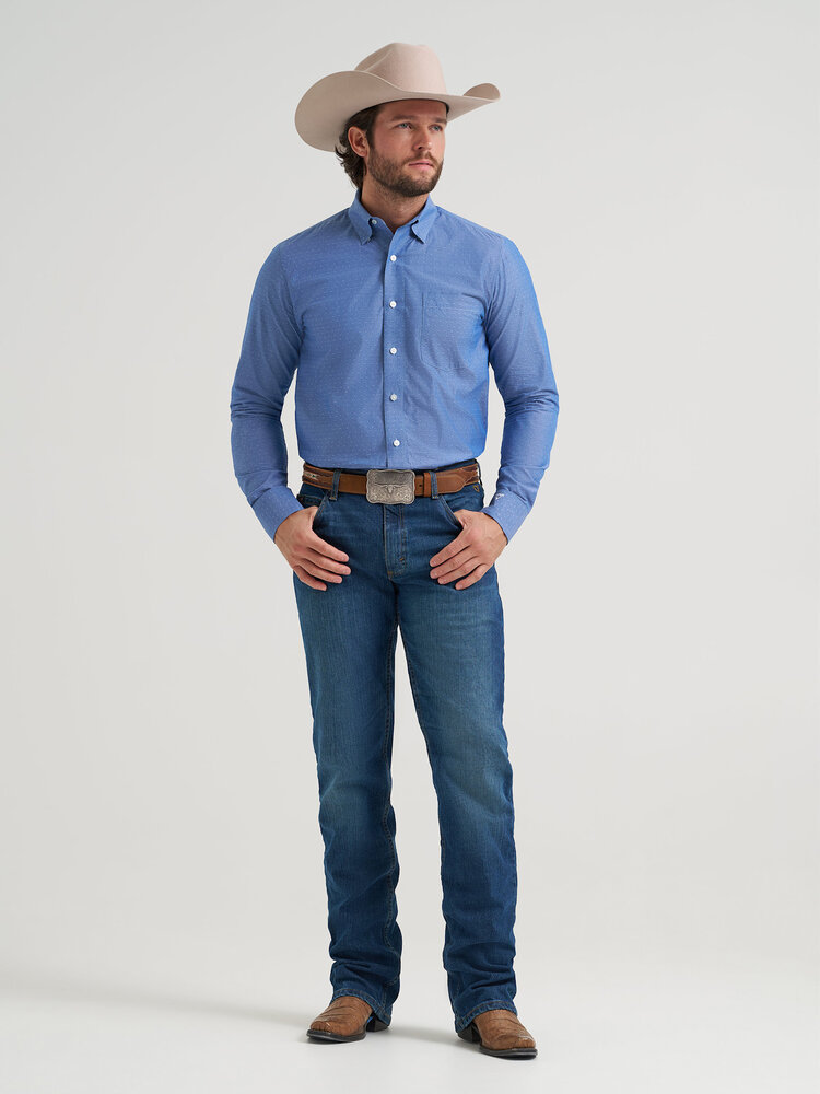 Wrangler Cody Johnson Dot Print Vintage Blue